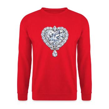 Bijoux en forme de cœur en diamant - Sweat-shirt Unisexe - rouge - Devant - Alina (178cm) & Michal (187cm)