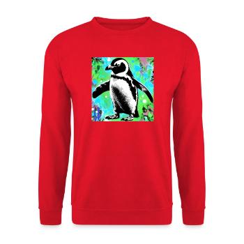 penguin - Unisex Sweatshirt - red - Front - Alina (178cm) & Michal (187cm)