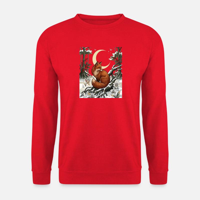 Rotfuchs Winterwald Mori Kei Wildtierkunst - Unisex Pullover - Rot