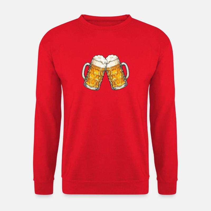 Zwei Bierkrüge stoßen an - Unisex Pullover - Rot