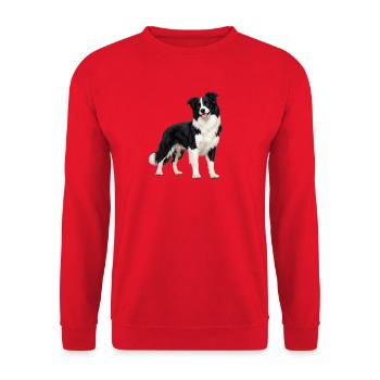Black and White Border Collie - Unisex Sweatshirt - red - Front - Alina (178cm) & Michal (187cm)