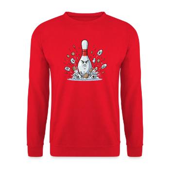 Exploding Bowling Pin Cartoon - Unisex Sweatshirt - red - Front - Alina (178cm) & Michal (187cm)