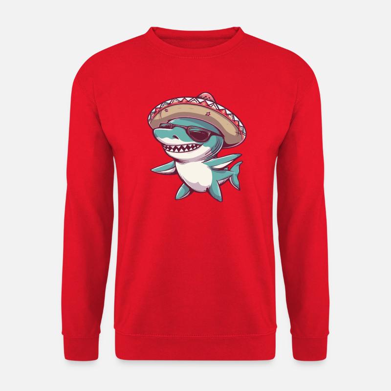 Shark Comic Funny Sombrero - Unisex Sweatshirt - red