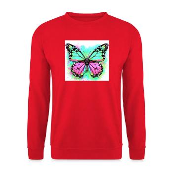 Schmetterling - Unisex Pullover - Rot - Vorne - Alina (178cm) & Michal (187cm)