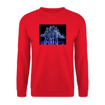 Neon Stegosaurus-Lichtshow - Unisex Pullover - Rot - Vorne - Alina (178cm) & Michal (187cm)