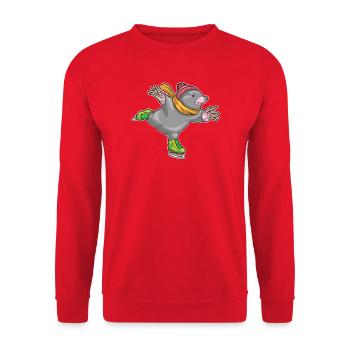 Maulwurf Eislaufen Schlittschuhe Wintersport - Unisex Sweatshirt - red - Front - Alina (178cm) & Michal (187cm)