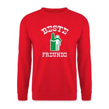 Beste Freunde Bierflasche Duo / Vatertag Humor - Unisex Pullover - Rot - Vorne - Alina (178cm) & Michal (187cm)