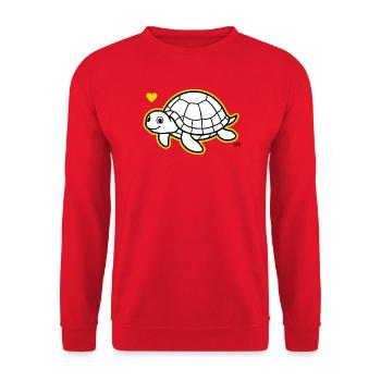 Max_the_turtle - Unisex Pullover - Rot - Vorne - Alina (178cm) & Michal (187cm)