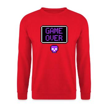 Game Over Totenkopf Pixel Art - Unisex Pullover - Rot - Vorne - Alina (178cm) & Michal (187cm)