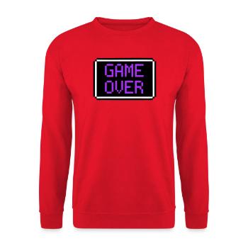 Game Over Schild Retro Gamer - Unisex Pullover - Rot - Vorne - Alina (178cm) & Michal (187cm)