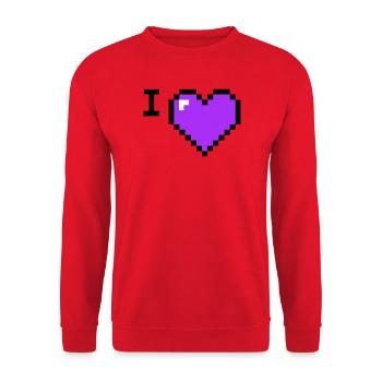 I Love Herz Platzhalter Text - Unisex Pullover - Rot - Vorne - Alina (178cm) & Michal (187cm)