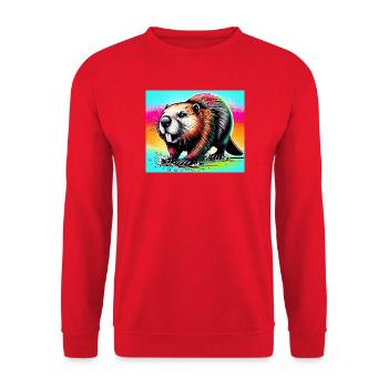 beaver - Unisex Sweatshirt - red - Front - Alina (178cm) & Michal (187cm)