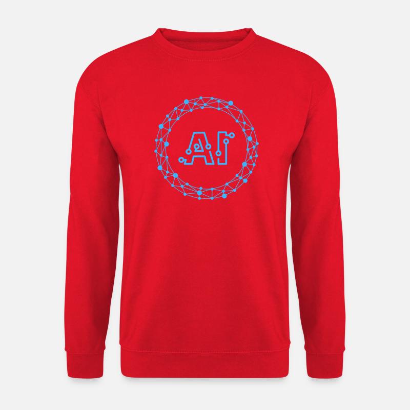 Futuristic AI Data Network Symbol - Sweat-shirt Unisexe - rouge