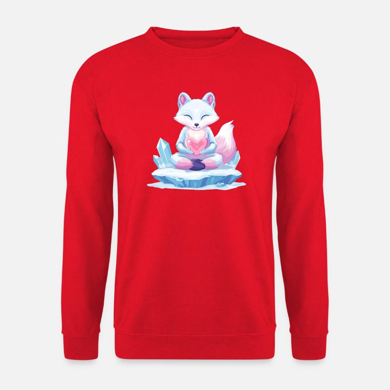 Pastell-Eisfuchs mit Herz - Unisex Pullover - Rot