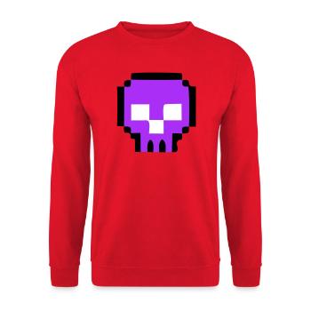 Pixel Totenkopf Game Over - Unisex Pullover - Rot - Vorne - Alina (178cm) & Michal (187cm)