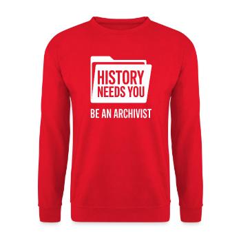 Be An Archivist: History Needs You - Unisex Sweatshirt - red - Front - Alina (178cm) & Michal (187cm)
