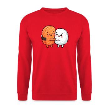 Câlin à Sushi Riz au saumon Cuisine japonaise Câlin à Sushi - Sweat-shirt Unisexe - rouge - Devant - Alina (178cm) & Michal (187cm)