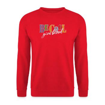 Be cool, give Blood! - Unisex Pullover - Rot - Vorne - Alina (178cm) & Michal (187cm)
