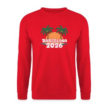Barcelona 2026 - Unisex Pullover - Rot - Vorne - Alina (178cm) & Michal (187cm)