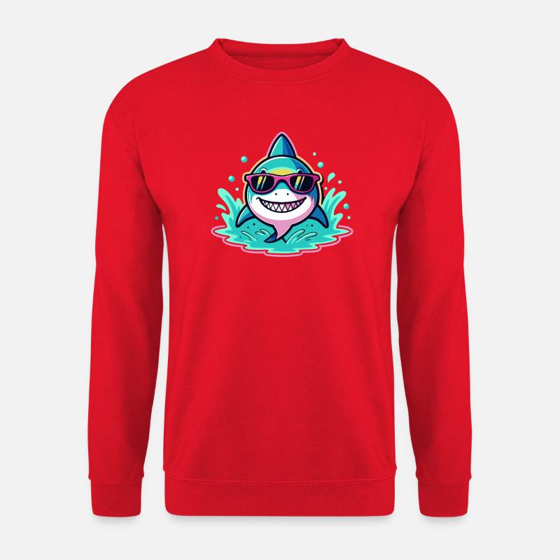 Requin Lunettes Soleil Surf Fun - Sweat-shirt Unisexe - rouge