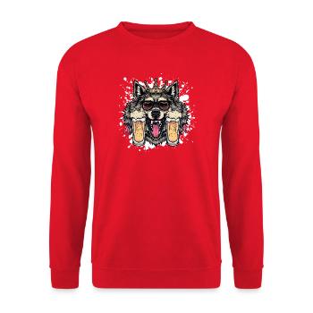 Wolf Beer Funny - Unisex Sweatshirt - red - Front - Alina (178cm) & Michal (187cm)