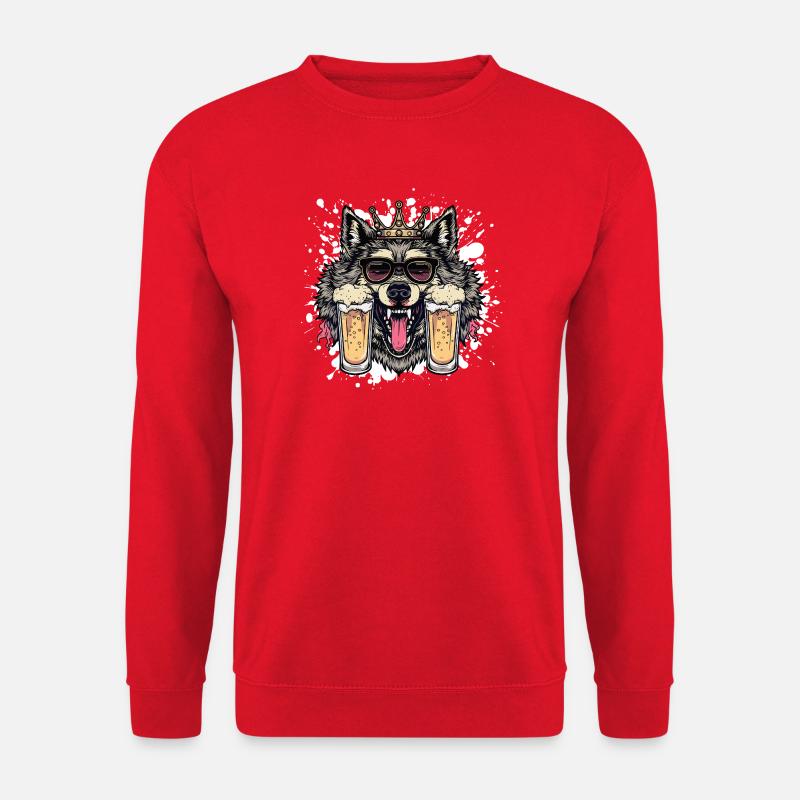 Wolf Beer Funny - Unisex Sweatshirt - red