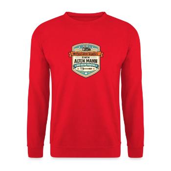 Unterschätze niemals den alten Mann mit Traktor - Unisex Pullover - Rot - Vorne - Alina (178cm) & Michal (187cm)