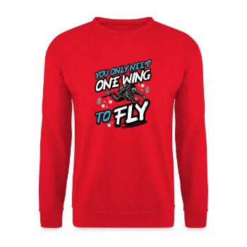 Tauchen One Wing To Fly – Tec & Scuba Diver Design - Unisex Pullover - Rot - Vorne - Alina (178cm) & Michal (187cm)