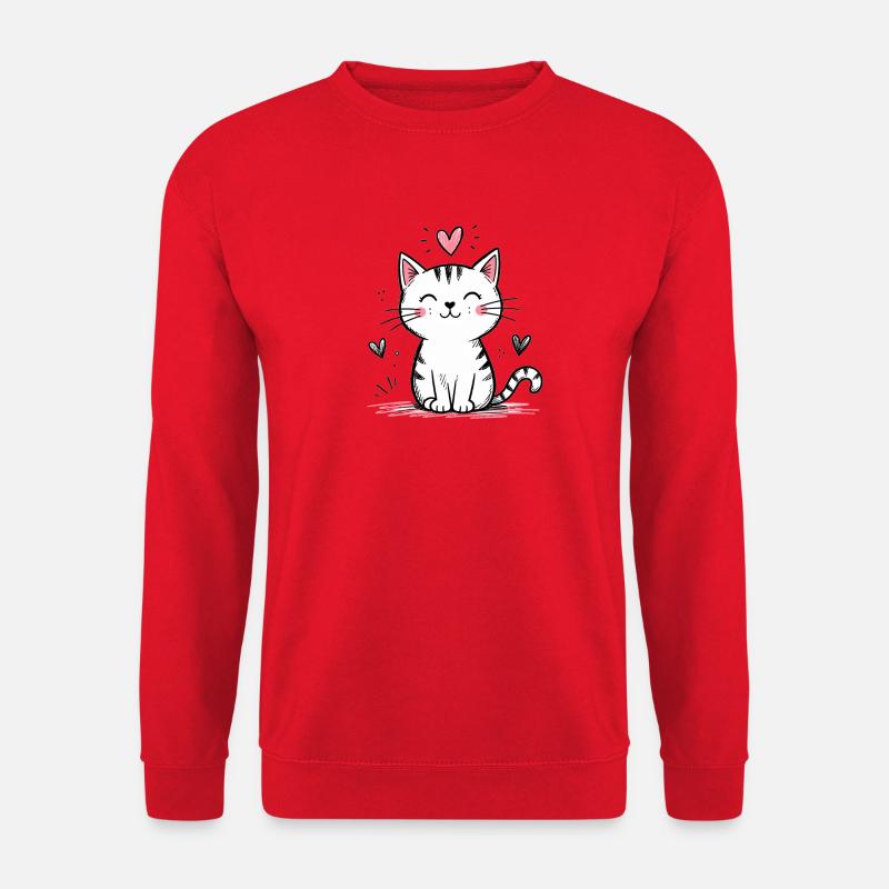 Cute Doodle Cat - Unisex Sweatshirt - red