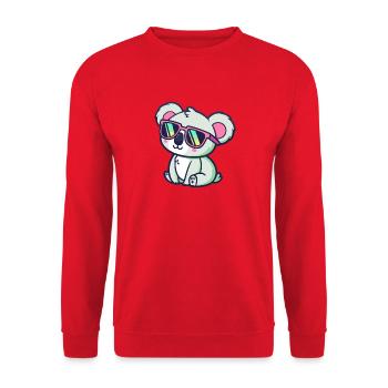 Koala Kawaii sitzende pinke Brille - Unisex Pullover - Rot - Vorne - Alina (178cm) & Michal (187cm)