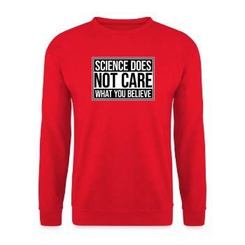 Science Does Not Care What You Believe Facts Logo - Unisex Sweatshirt - red - Front - Alina (178cm) & Michal (187cm)