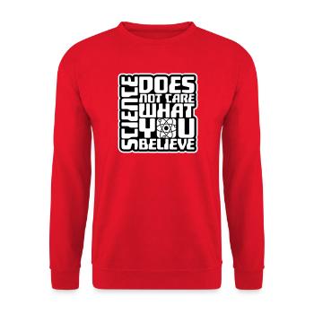 Science Does Not Care What You Believe Facts Logo - Unisex Sweatshirt - red - Front - Alina (178cm) & Michal (187cm)