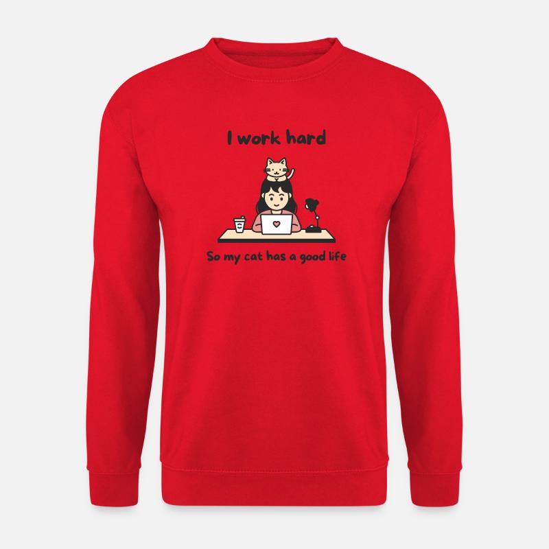 Desk Cat Hustle - Unisex Sweatshirt - red
