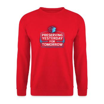 Neon Nostalgia: Preserving Yesterday - Unisex Sweatshirt - red - Front - Alina (178cm) & Michal (187cm)