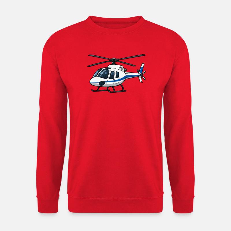 Helikopter Blau Weiß Illustration - Unisex Pullover - Rot