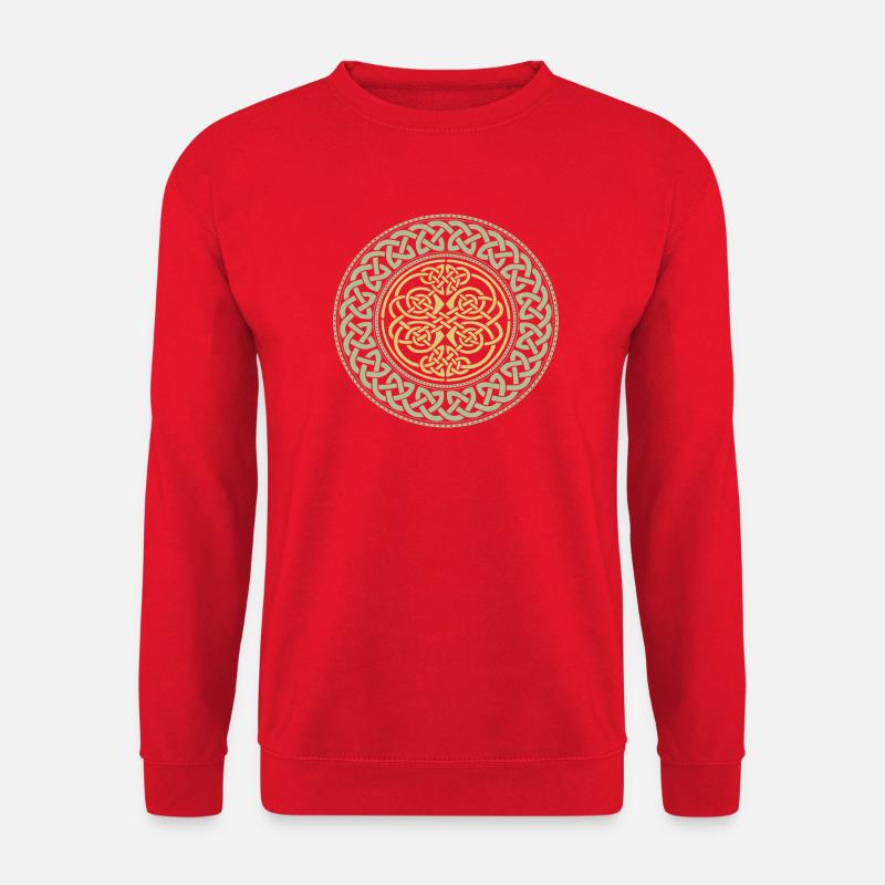 Keltisch-Mandala-Knoten-Goldring - Unisex Pullover - Rot