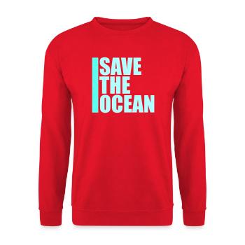 Save The Ocean Ozean Aktivismus Umwelt Statement - Unisex Pullover - Rot - Vorne - Alina (178cm) & Michal (187cm)