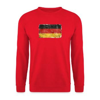 Grunge Deutsche Flagge Vintage - Unisex Pullover - Rot - Vorne - Alina (178cm) & Michal (187cm)