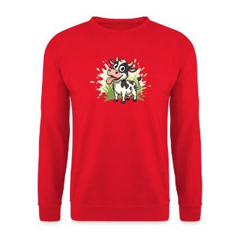 Cow cartoon on grass - Unisex Sweatshirt - red - Front - Alina (178cm) & Michal (187cm)
