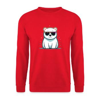 Polar Bear Shiny Glasses - Unisex Sweatshirt - red - Front - Alina (178cm) & Michal (187cm)