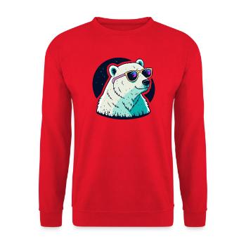 Neon polar bear sunglasses - Unisex Sweatshirt - red - Front - Alina (178cm) & Michal (187cm)