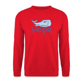 Hope the sick whale humpback whale as cartoon - Unisex Sweatshirt - red - Front - Alina (178cm) & Michal (187cm)