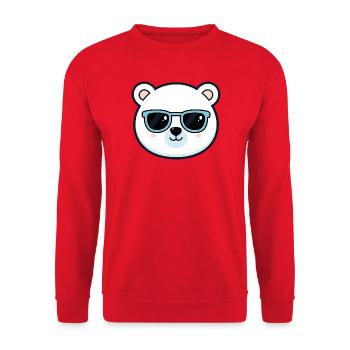 Niedliche Eisbär-blaue Brille - Unisex Pullover - Rot - Vorne - Alina (178cm) & Michal (187cm)