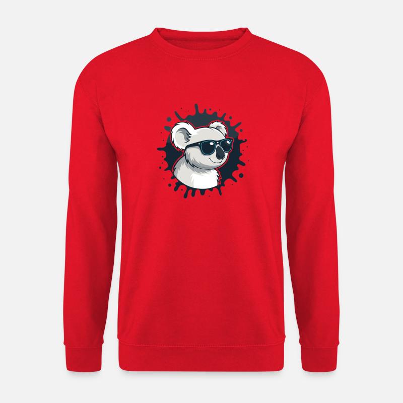 Koala-Chic-Brille auf blauem Splash - Unisex Pullover - Rot