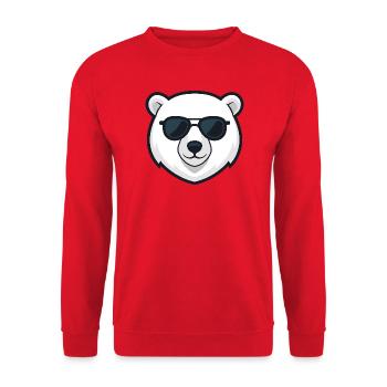 Eisbär-Schwarzbrille - Unisex Pullover - Rot - Vorne - Alina (178cm) & Michal (187cm)