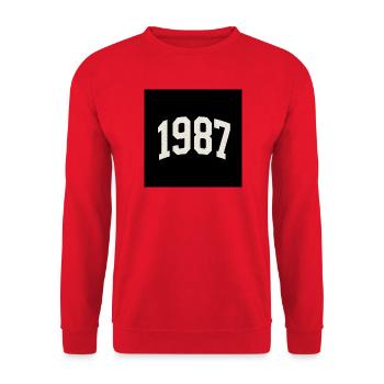 Vintage 1987 – Design rétro minimaliste - Sweat-shirt Unisexe - rouge - Devant - Alina (178cm) & Michal (187cm)