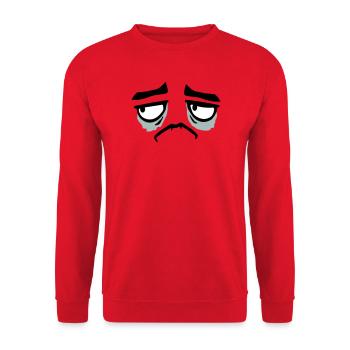 Mürrisches Trauriges Enttäuschtes Gesicht Lustig - Sweat-shirt Unisexe - rouge - Devant - Alina (178cm) & Michal (187cm)