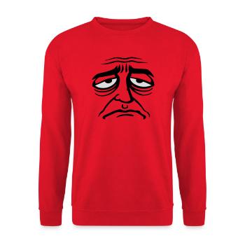 Mürrisches Trauriges Enttäuschtes Gesicht Lustig - Sweat-shirt Unisexe - rouge - Devant - Alina (178cm) & Michal (187cm)