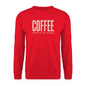 Kaffee macht mich weniger mordlustig - Unisex Pullover - Rot - Vorne - Alina (178cm) & Michal (187cm)
