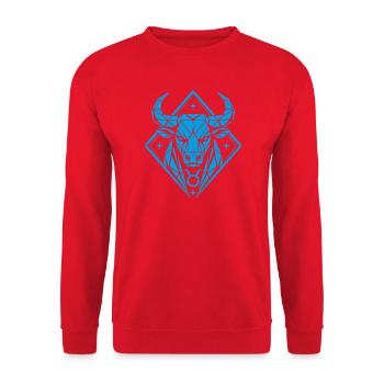 Geometric Bull - Pure Strength - Zodiac Sign Taurus - Unisex Sweatshirt - red - Front - Alina (178cm) & Michal (187cm)